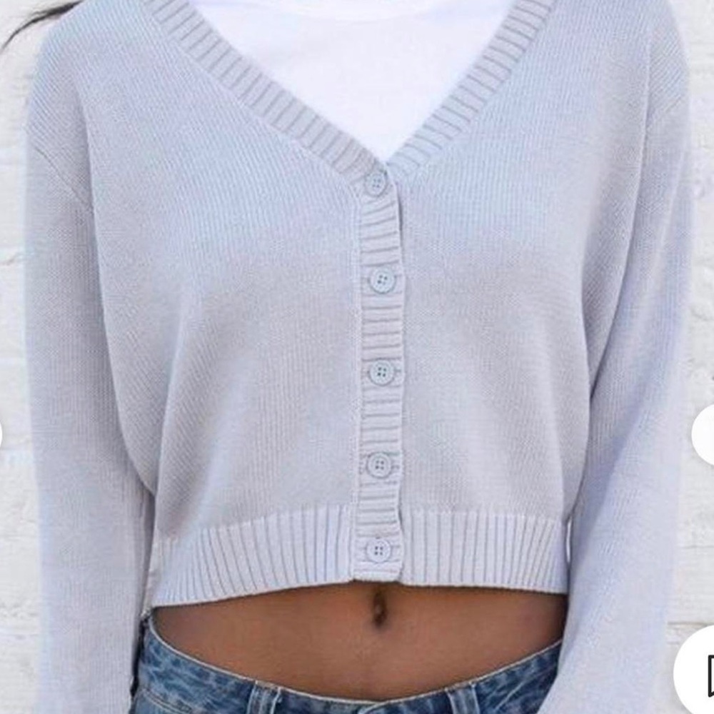 GUC Brandy Melville Light Blue Cropped Cardigan Soft Knit Y2K Coquette Aesthetic